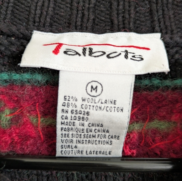 Talbots Vintage Christmas Wool Button-Up Cardigan M - Picture 5 of 12